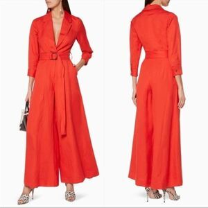 FAME & PARTNERS Womens Size 2 Sunset-Orange Lianna Belted Jumpsuit